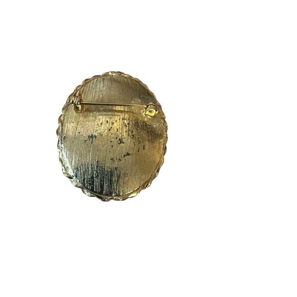 Beautiful black and orange gold trim brooch pin gem fire opal - Picture 3 of 3